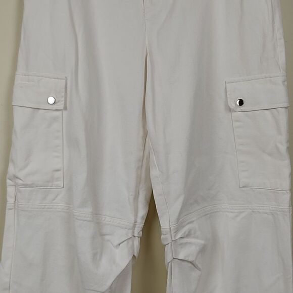 Princess Polly White Wide Leg Patch Pockets Denim Pants Size 4 - Picture 9 of 16